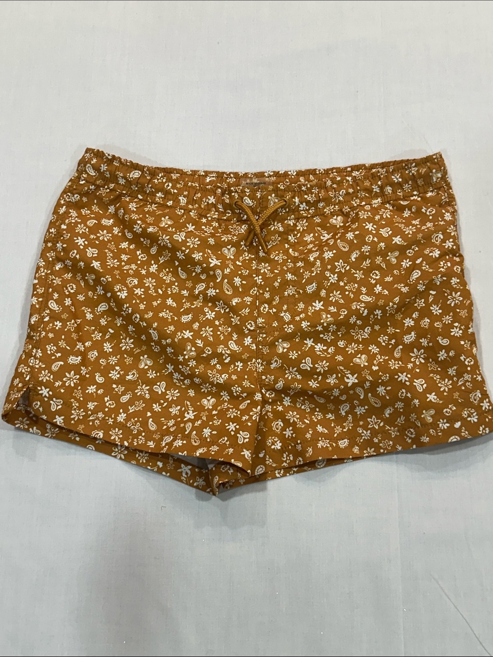 Zara Kids Floral Paisley Swim Trunks Mustard Size 8-9